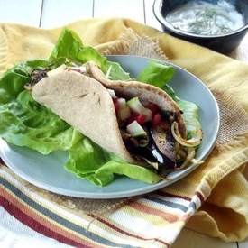 Eggplant Gyros with Silken Tofu Tzatziki