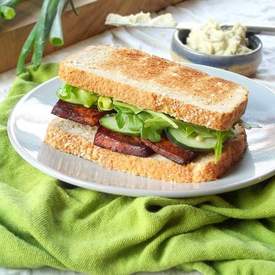 Smoky Baked Tofu Sandwiches with Vegan Wasabi Mayo