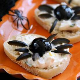 Smoked Trout Pate Spider Bites for Halloween