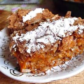 Pumpkin pie with walnuts and cinnamon