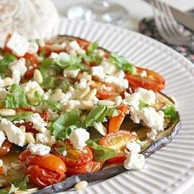 Roasted tomato and aubergine salad