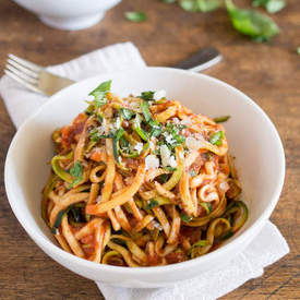 Zucchini Pasta with Tomato Sauce