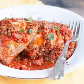 Chicken cutlets with lentils