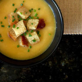 Butternut and Leek Soup with Red Lentils