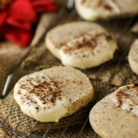 White Chocolate Dipped Coffee Shortbread Cookies