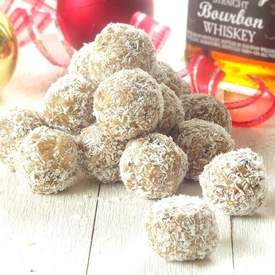 Coconut Butter Whiskey 'Nog Snowballs