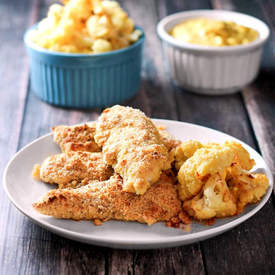 Baked Almond Crusted Chicken w/ Cauliflower Fries