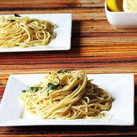 Spaghetti with Light Creamy Lemon Sauce