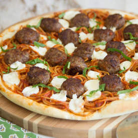 Spaghetti and Meatball Pizza