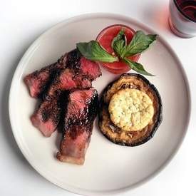 Grilled Steak with Tomato Sorbet