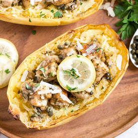 Chicken Piccata Spaghetti Squash Boats