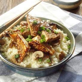 Hoisin Tofu with Mushrooms and Cauliflower Rice