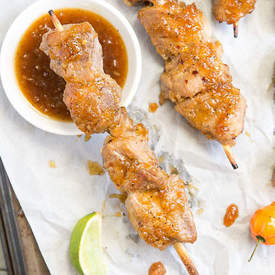 Apricot Habanero Glazed Pork Skewers