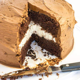 Chocolate Cake Layered with Vanilla Cream