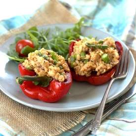 Creamy Vegan Risotto Stuffed Peppers