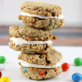 M&M Oatmeal Cookie Sandwiches