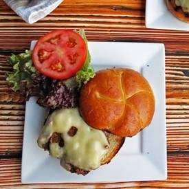 Seasoned Grilled Burgers with Caramelized Onions