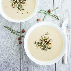 Cauliflower Hazelnut and Pear Soup