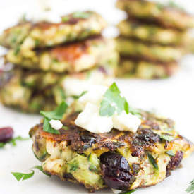 Zucchini feta cranberry fritters