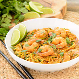 Tahini Red Curry Shrimp Zoodles