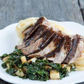 Beef kale and parsnip with ras el hanout sauce