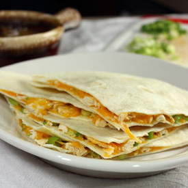 Chicken Quesadillas with Peanut Sauce