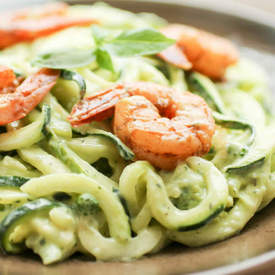 Creamy Avocado Zoodles with Shrimp