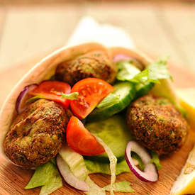 broad bean and coriander falafel