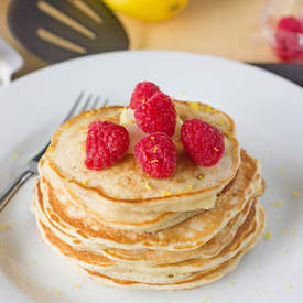 Lemon Raspberry Yogurt Pancakes