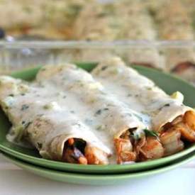 Tasty Roast Shrimp Enchiladas with JalapeÃ±o Cream Sauce