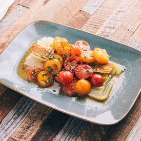 Braised Leeks with Tomato Vinaigrette