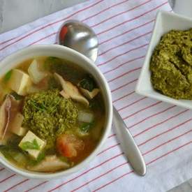 Asian Vegetable Soup with Asian Pesto Sauce