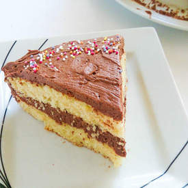 Yellow Cake with Chocolate Buttercream Frosting