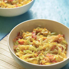Cabbage with bacon and eggs