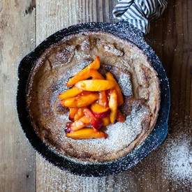 Chestnut Dutch Baby with Caramelized Nectarines