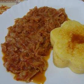 Braised cabbage with polenta