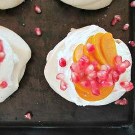 Pavlova with Persimmon and Pomegranate