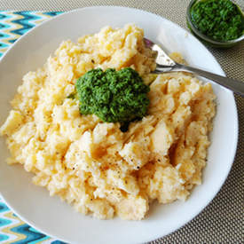 Rutabaga Mash with Kale Pesto