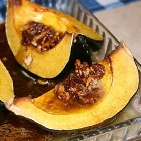 Baked Acorn Squash with Maple Pecan Butter