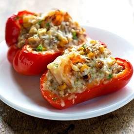 Shrimp and Garlic Rice Stuffed Peppers
