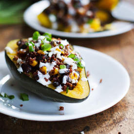 Mexican Roasted Corn and Quinoa Stuffed Squash