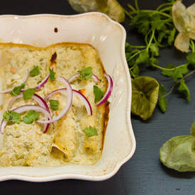 Tuna Enchiladas with Tomatillo-Green Chile Cream