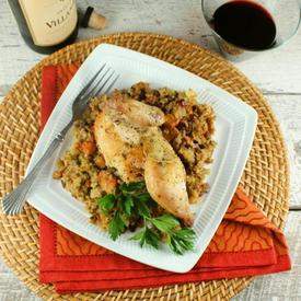 Roasted Cornish Hens with Persimmon Cornbread Dressing