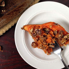 Twice Baked Sweet Potatoes with Pecan Crumble